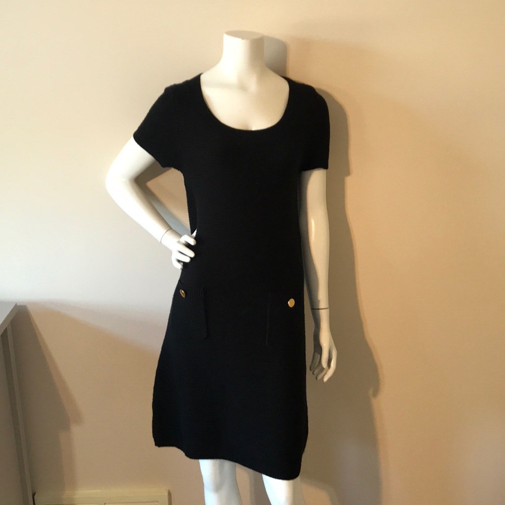 Loft Black Sweater dress with Gold buttons